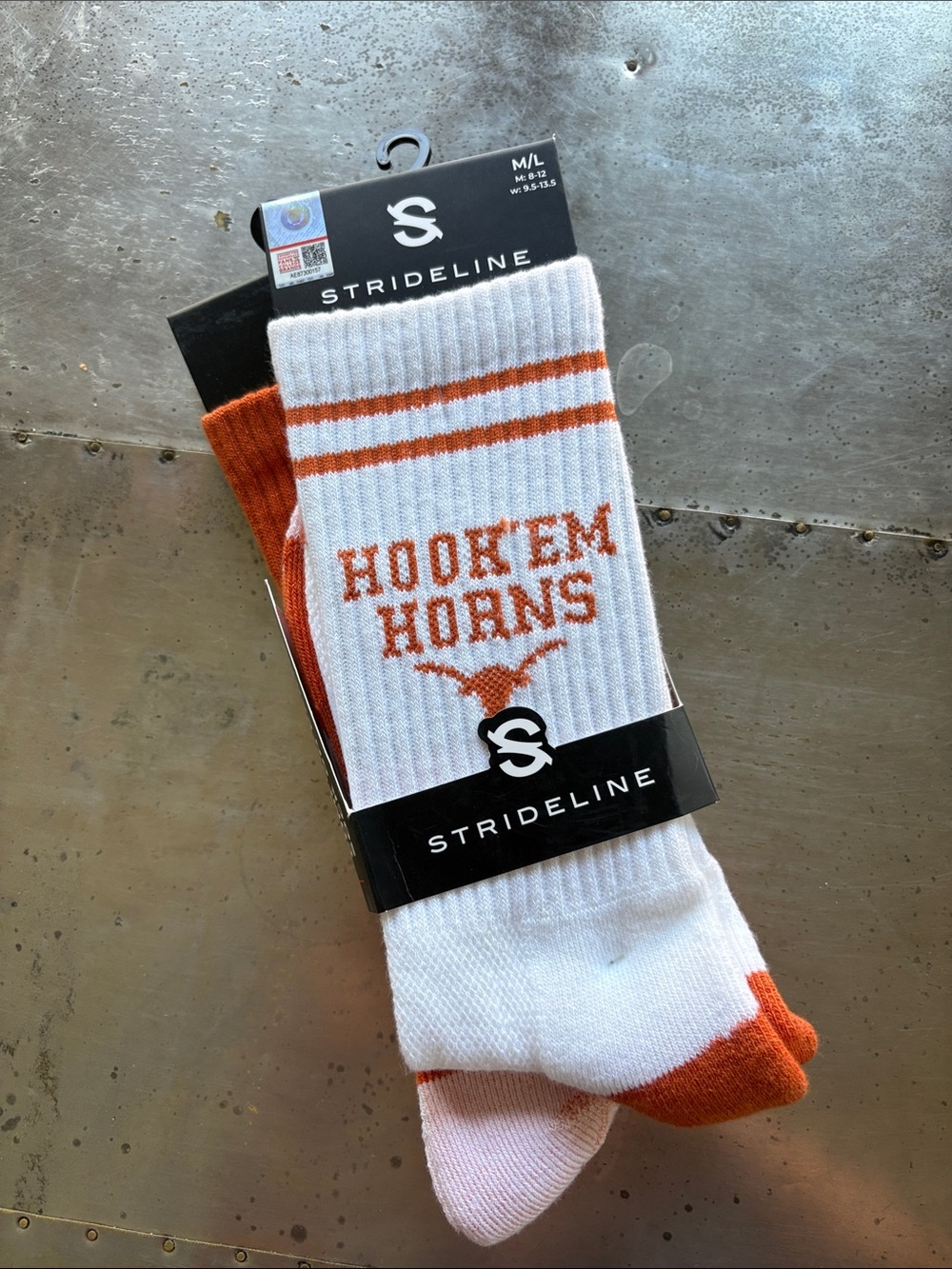 Hook 'Em Horns White & Orange Athletic Crew Socks